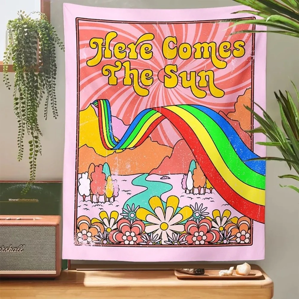 Y2K Aesthetic ‘Here Comes The Sun’ Tapestry Wall Decor